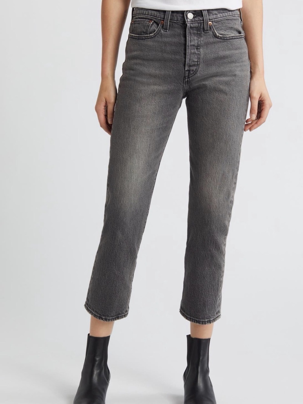Levi’s Wedgie High-Rise Straight Crop Jeans - Gray